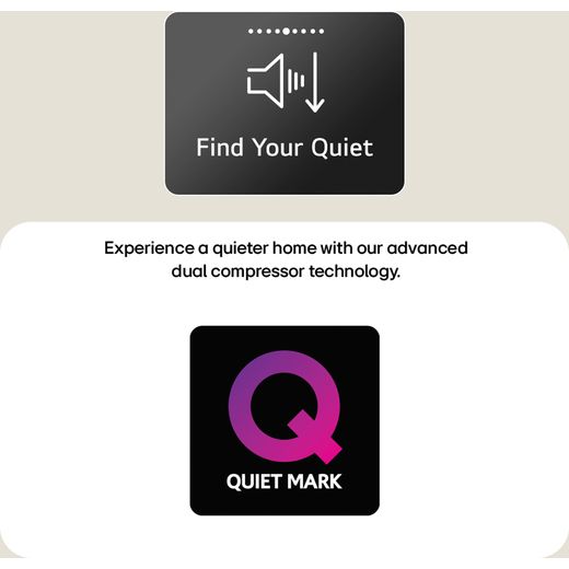 LG Series 4 ThinQ™ FDV709GN Wifi Connected 9Kg Heat Pump Tumble Dryer - Slate Grey - Annotation - quiet mark